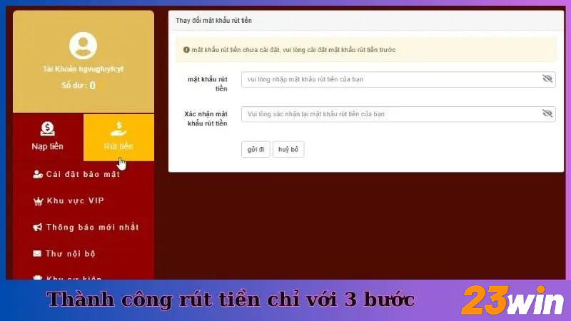 Thành công rút tiền chỉ với 3 bước